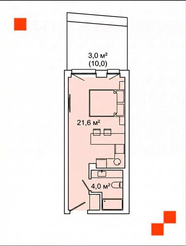 1-комнатная квартира по адресу ул. Генерала Юнакива (площадь 28,6 м²) - Atlanta.ua - фото 20