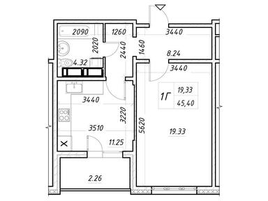 1-комнатная квартира по адресу (площадь 46 м²) - Atlanta.ua - фото 27