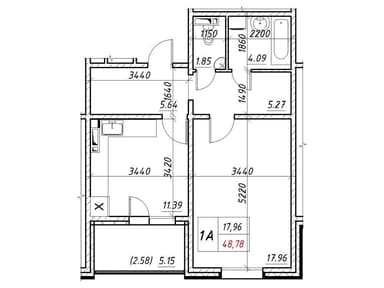 1-комнатная квартира по адресу пер. Энергетиков (площадь 48,8 м²) - Atlanta.ua - фото 16