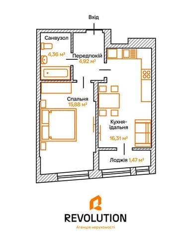 1-комнатная квартира по адресу ул. Ш. Столичное (площадь 43 м²) - Atlanta.ua - фото 25