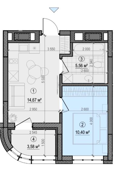 1-комнатная квартира по адресу ул. Корятовича Федора (площадь 34,3 м²) - Atlanta.ua - фото 9