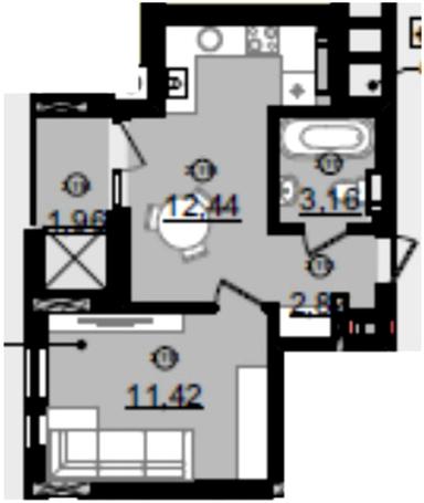 1-комнатная квартира по адресу (площадь 32,2 м²) - Atlanta.ua - фото 13