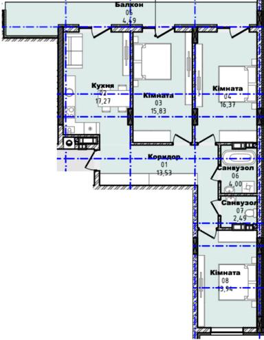 3-комнатная квартира по адресу ул. Гленца Фрица (площадь 87,9 м²) - Atlanta.ua - фото 9
