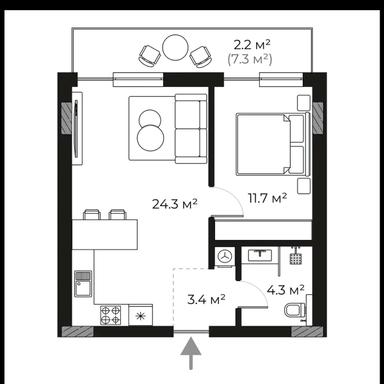 1-комнатная квартира по адресу Апрельский пер. (площадь 45,9 м²) - Atlanta.ua - фото 16