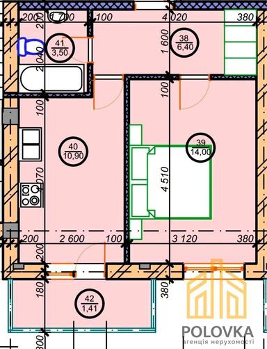 1-комнатная квартира по адресу (площадь 36,8 м²) - Atlanta.ua - фото 16