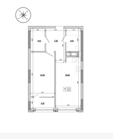 1-room apartment apartment by the address st. Velichkovskogo (area 50,6 m²) - Atlanta.ua - photo 12