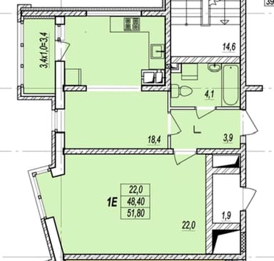 1-комнатная квартира по адресу (площадь 53 м²) - Atlanta.ua - imageAlt 6