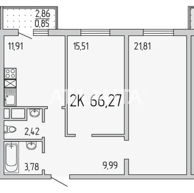 2-комнатная квартира по адресу (площадь 66,3 м²) - Atlanta.ua - фото 25