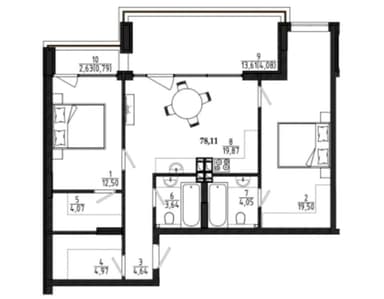 2-комнатная квартира по адресу ул. Чехова (площадь 78 м²) - Atlanta.ua - фото 13