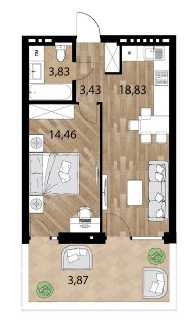 1-кімнатна квартира за адресою вул. Лодія (площа 44 м²) - Atlanta.ua - фото 42