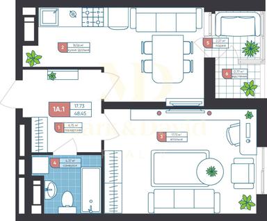 1-кімнатна квартира за адресою (площа 48 м²) - Atlanta.ua - фото 26