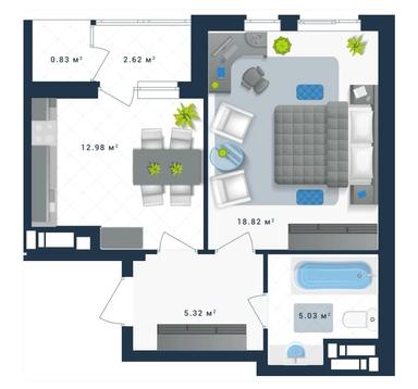 1-кімнатна квартира за адресою (площа 46 м²) - Atlanta.ua - фото 32