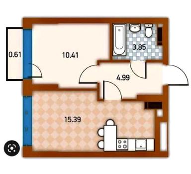 1-комнатная квартира по адресу (площадь 35 м²) - Atlanta.ua - фото 6