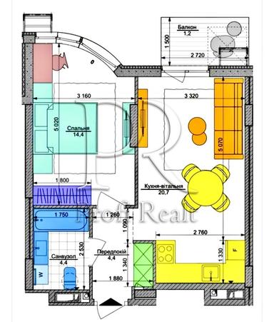 1-кімнатна квартира за адресою вул. Батьківщини Кістяківських (площа 45 м²) - Atlanta.ua - фото 18