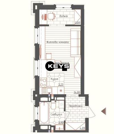1-кімнатна квартира за адресою вул. Практична (площа 29 м²) - Atlanta.ua - фото 14