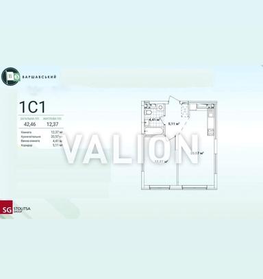 1-кімнатна квартира за адресою вул. Івана Виговського (площа 42,5 м²) - Atlanta.ua - фото 7