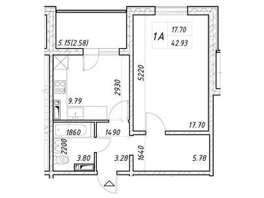 1-комнатная квартира по адресу пер. Энергетиков (площадь 42,9 м²) - Atlanta.ua - фото 14