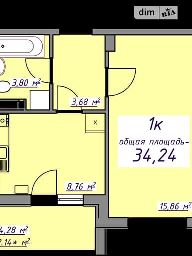 1-комнатная квартира по адресу (площадь 34,3 м²) - imageAlt 18 1-комнатная квартира по адресу (площадь 34,3 м²) - Atlanta.ua - imageAlt 18