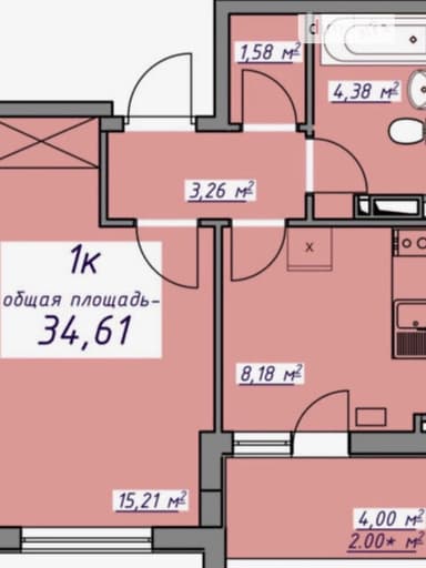 1-комнатная квартира по адресу (площадь 34,6 м²) - imageAlt 11 1-комнатная квартира по адресу (площадь 34,6 м²) - Atlanta.ua - imageAlt 11