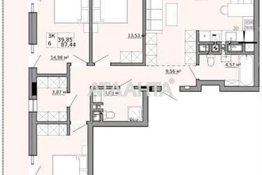 3-комнатная квартира по адресу ул. Орлика Пилипа (площадь 87,5 м²) - фото 9 3-комнатная квартира по адресу ул. Орлика Пилипа (площадь 87,5 м²) - Atlanta.ua - фото 9