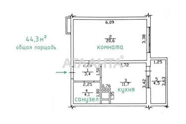 1-кімнатна квартира за адресою вул. Середньофонтанська (площа 44,3 м²) - фото 9 1-кімнатна квартира за адресою вул. Середньофонтанська (площа 44,3 м²) - Atlanta.ua - фото 9