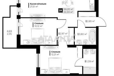 2-комнатная квартира по адресу ул. Лесная (площадь 59,2 м²) - imageAlt 52 2-комнатная квартира по адресу ул. Лесная (площадь 59,2 м²) - Atlanta.ua - imageAlt 52