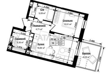 1-комнатная квартира по адресу ул. Героев Крут (площадь 44,6 м²) - imageAlt 26 1-комнатная квартира по адресу ул. Героев Крут (площадь 44,6 м²) - Atlanta.ua - imageAlt 26