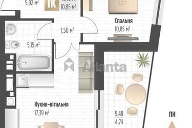 1-комнатная квартира по адресу ул. Орлика Пилипа (площадь 45,6 м²) - фото 19 1-комнатная квартира по адресу ул. Орлика Пилипа (площадь 45,6 м²) - Atlanta.ua - фото 19