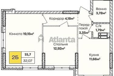 2-кімнатна квартира за адресою вул. Тепловозна (площа 55,7 м²) - фото 32 2-кімнатна квартира за адресою вул. Тепловозна (площа 55,7 м²) - Atlanta.ua - фото 32