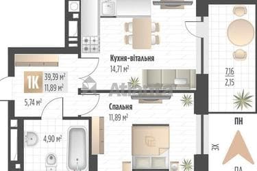 1-комнатная квартира по адресу ул. Орлика Пилипа (площадь 39,4 м²) - фото 14 1-комнатная квартира по адресу ул. Орлика Пилипа (площадь 39,4 м²) - Atlanta.ua - фото 14