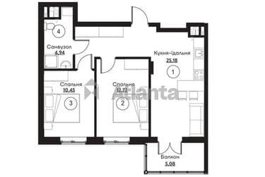 2-комнатная квартира по адресу ул. Слободская (площадь 58,4 м²) - фото 9 2-комнатная квартира по адресу ул. Слободская (площадь 58,4 м²) - Atlanta.ua - фото 9