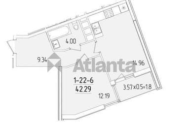 1-комнатная квартира по адресу ул. Краснова (площадь 40,6 м²) - imageAlt 14 1-комнатная квартира по адресу ул. Краснова (площадь 40,6 м²) - Atlanta.ua - imageAlt 14
