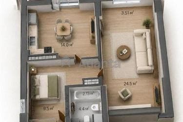 1-комнатная квартира (площадь 54,1 м²) - imageAlt 24 1-комнатная квартира (площадь 54,1 м²) - Atlanta.ua - imageAlt 24