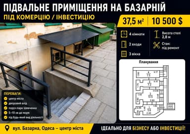 Коммерческая недвижимость по адресу ул. Базарная (площадь 37,5 м²) - фото 6 Коммерческая недвижимость по адресу ул. Базарная (площадь 37,5 м²) - Atlanta.ua - фото 6