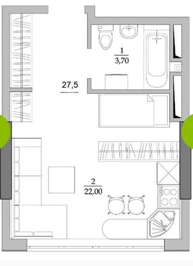 1-комнатная квартира по адресу ул. Спортивная (площадь 27,5 м²) - фото 26 1-комнатная квартира по адресу ул. Спортивная (площадь 27,5 м²) - Atlanta.ua - фото 26
