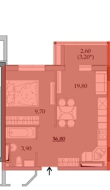 1-кімнатна квартира за адресою вул. Спортивна (площа 36,5 м²) - фото 8 1-кімнатна квартира за адресою вул. Спортивна (площа 36,5 м²) - Atlanta.ua - фото 8