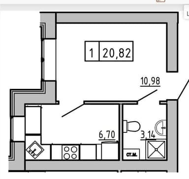 1-комнатная квартира по адресу ул. Южная (площадь 20,0 м²) - фото 43 1-комнатная квартира по адресу ул. Южная (площадь 20,0 м²) - Atlanta.ua - фото 43
