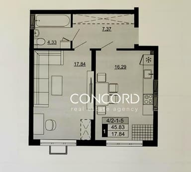 1-кімнатна квартира за адресою (площа 45,8 м²) - фото 20 1-кімнатна квартира за адресою (площа 45,8 м²) - Atlanta.ua - фото 20